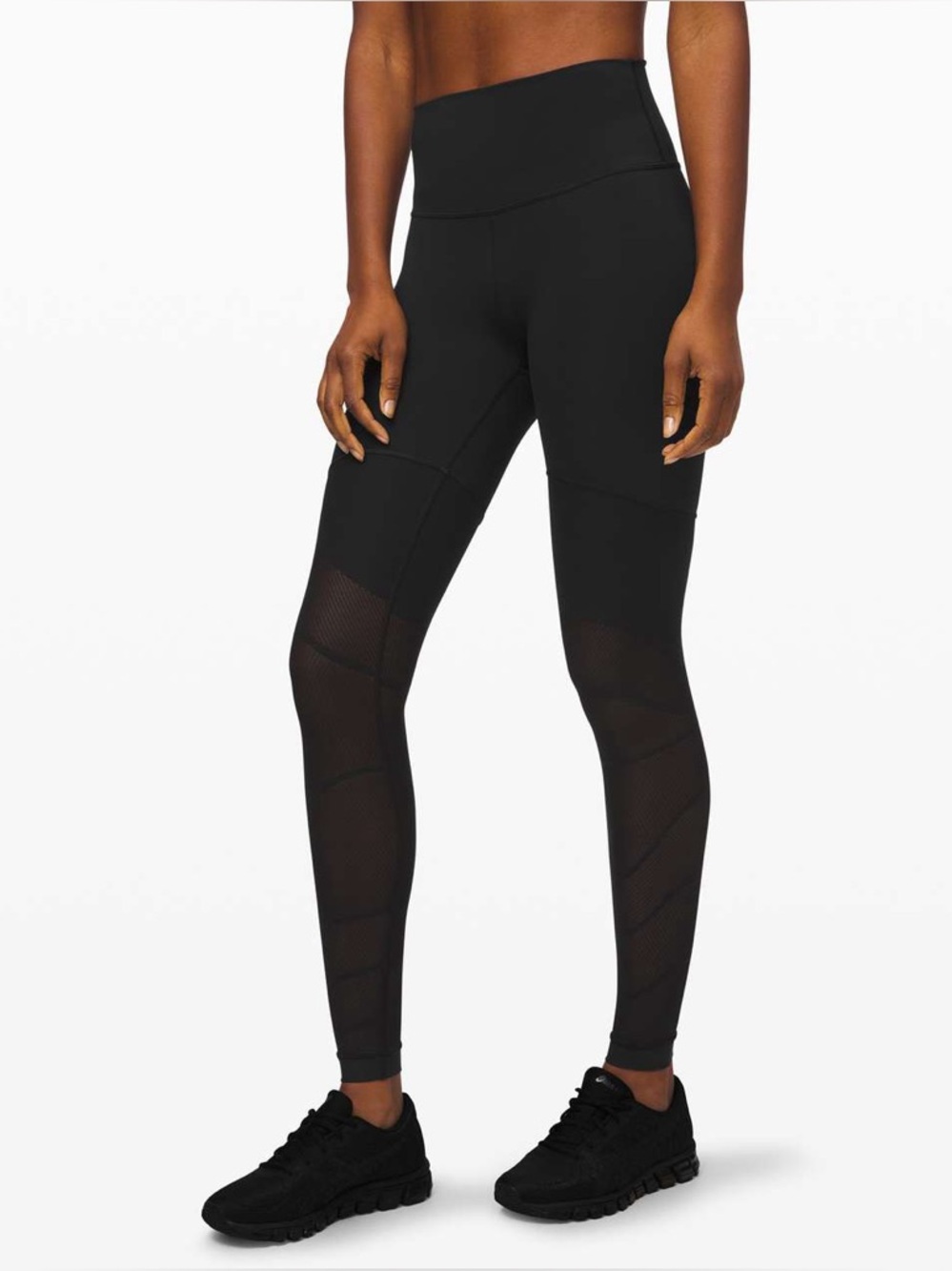 Lululemon Sheer Will High Rise Black Mesh Leggings 10